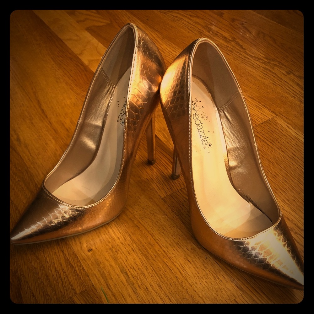 Rose gold pumps